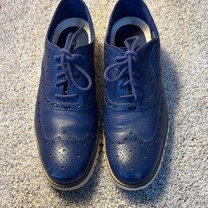 Men's Blue Leather Brogue Shoes